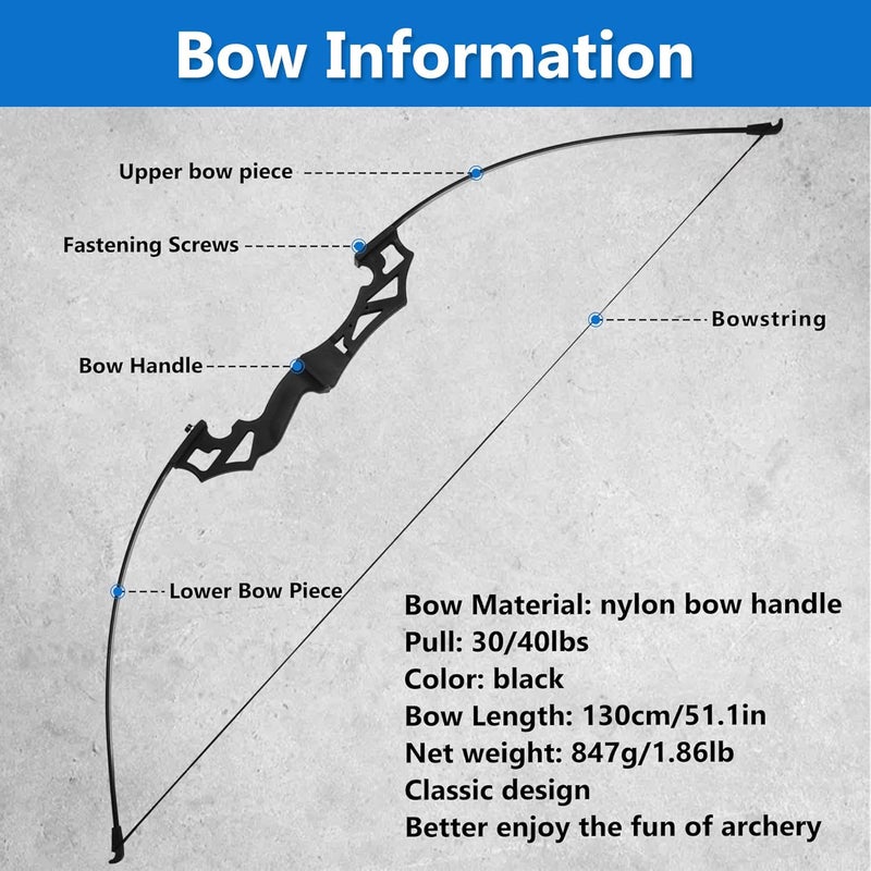 SERfawnCH 30lbs Bow and Arrow Set for Adults & Youth - Ambidextrous Takedown Recurve Bows - Image 2
